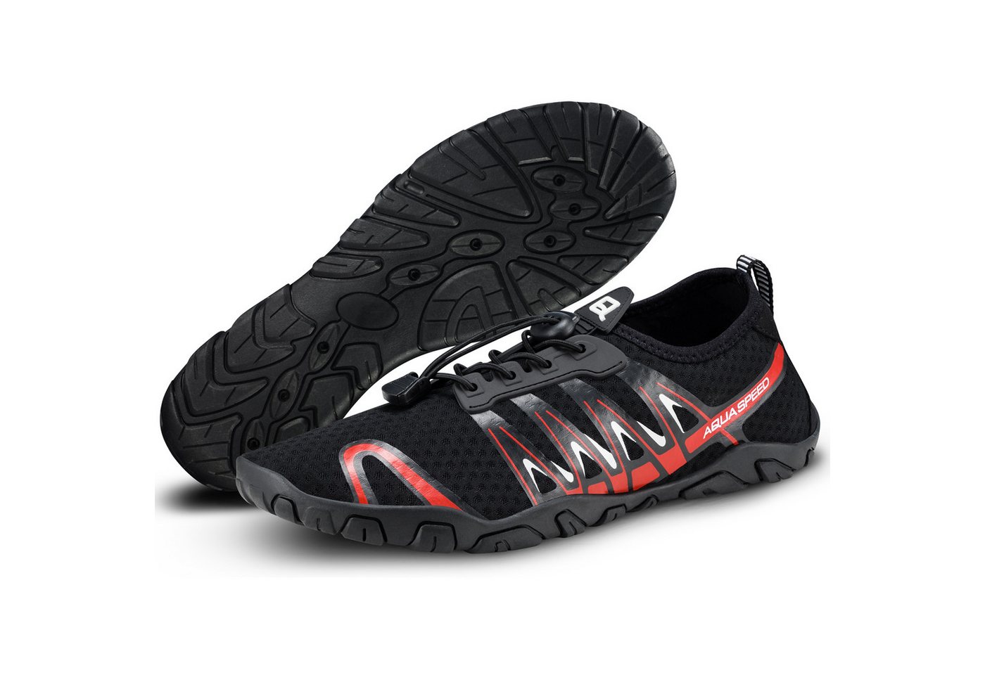 Aqua Speed Gekko Aqua Sneaker Gr. 46 – Schwarz/Rot + Handtuch inklusive Wasserschuh (Aqua Sneaker mit starker Profilsohle – rutschfest & sportlich) Federleicht & elastisch – bequem auch bei Barfußnutzung