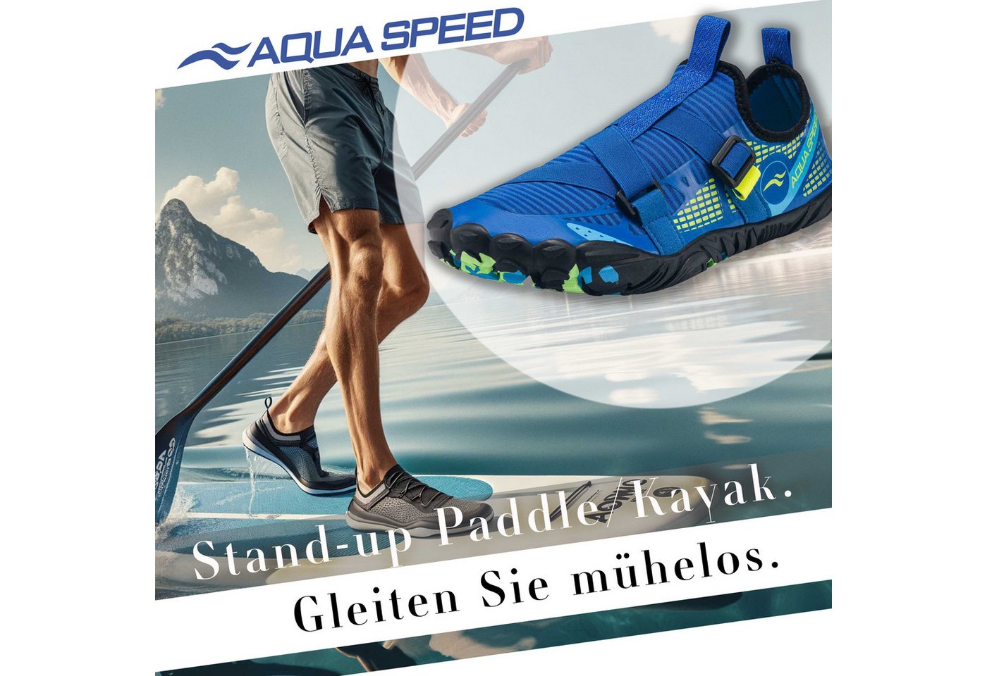 Aqua Speed LACERTO Wasserschuhe Gr. 46 – Blau/Hellblau + Handtuch Wasserschuh (Flexschuhe für Damen – angenehm bei Hitze & Nässe) Federleicht & bequem – Ideal für Urlaub & unterwegs Bild 2