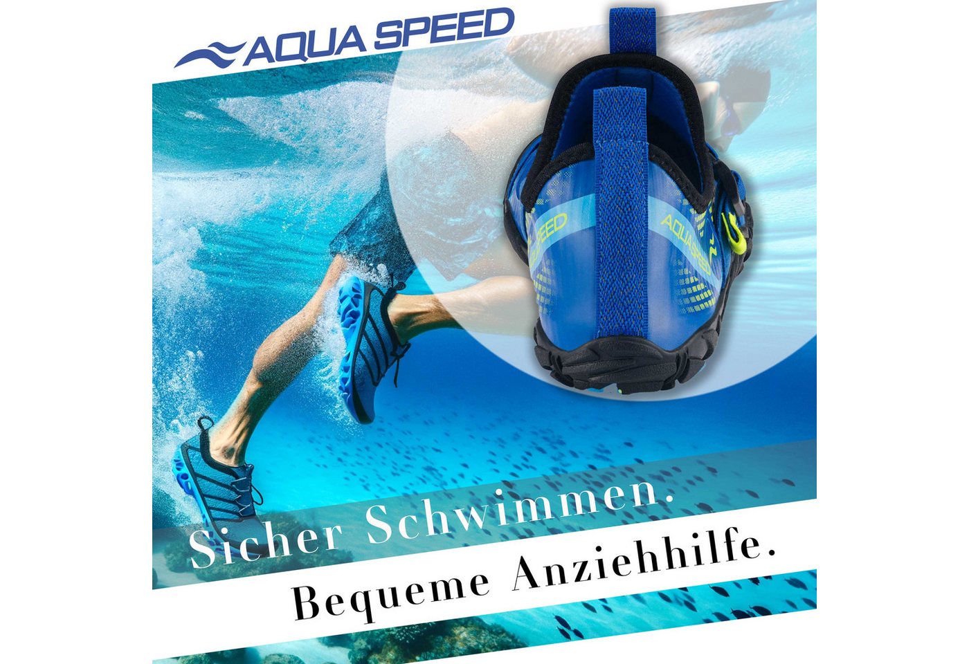 Aqua Speed LACERTO Wasserschuhe Gr. 46 – Blau/Hellblau + Handtuch Wasserschuh (Flexschuhe für Damen – angenehm bei Hitze & Nässe) Federleicht & bequem – Ideal für Urlaub & unterwegs Bild 3