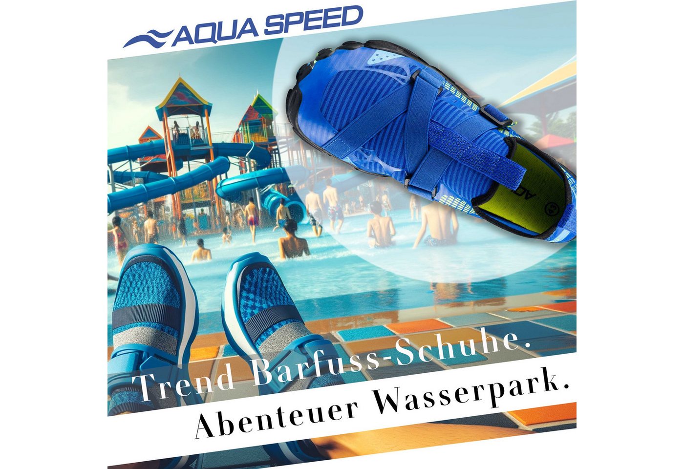 Aqua Speed LACERTO Wasserschuhe Gr. 46 – Blau/Hellblau + Handtuch Wasserschuh (Flexschuhe für Damen – angenehm bei Hitze & Nässe) Federleicht & bequem – Ideal für Urlaub & unterwegs Bild 4