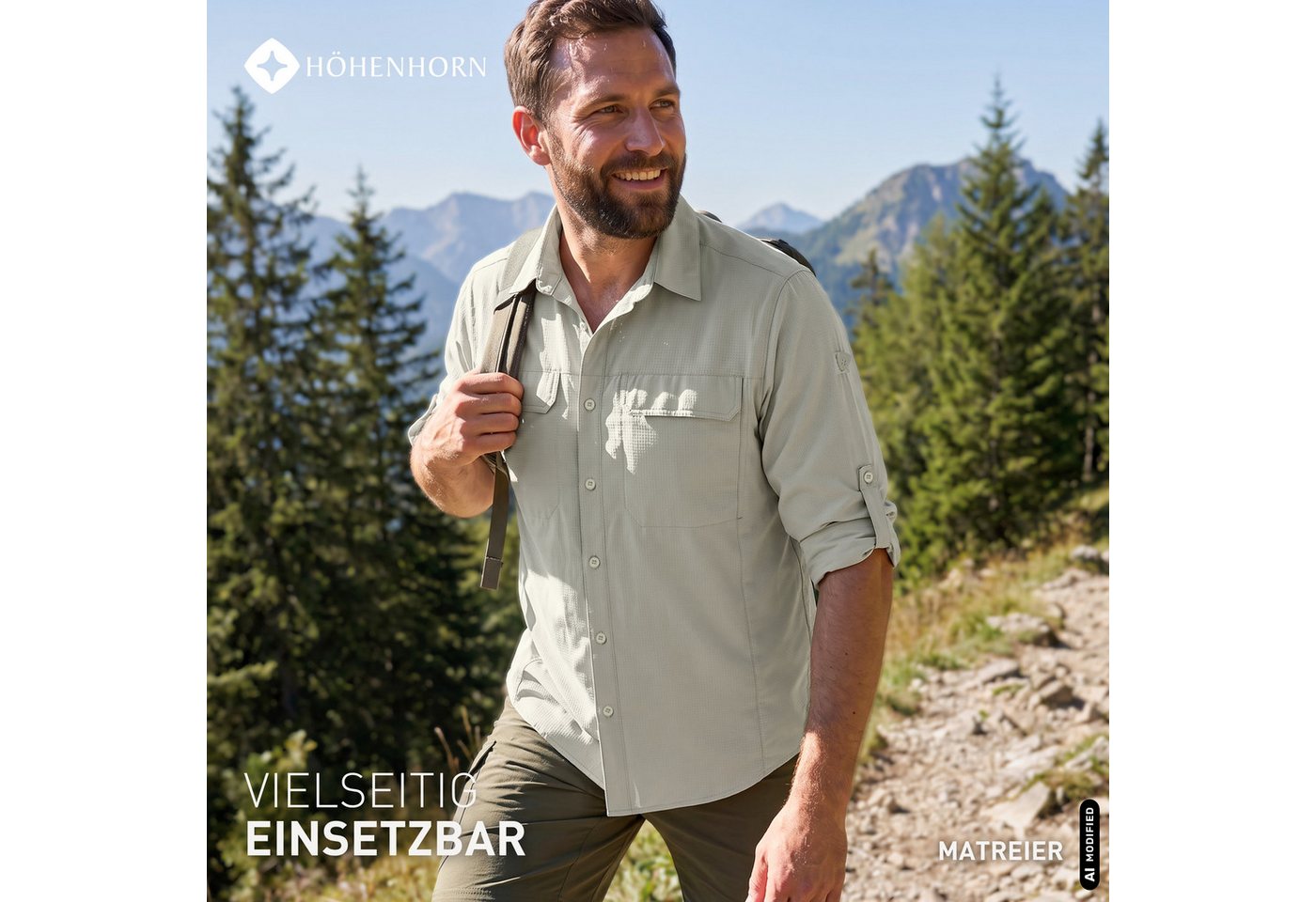 Höhenhorn Funktionshemd Matreier Herren Hemd Langarm Funktionshemd Atmungsaktiv für Männer Button-Down-Hemd, Outdoor, Angelhemd Bild 2
