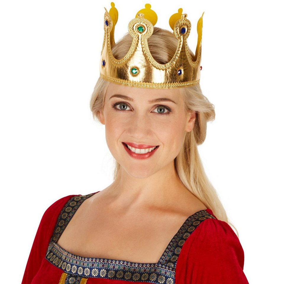 dressforfun Kostüm Herrscherin/Regentin, in rot, Gr. S, Aus schimmerndem Pannesamt, Königinnen-Kleid, Trompetenärmel, Verzierungen mit goldenen Bordüren Bild 5