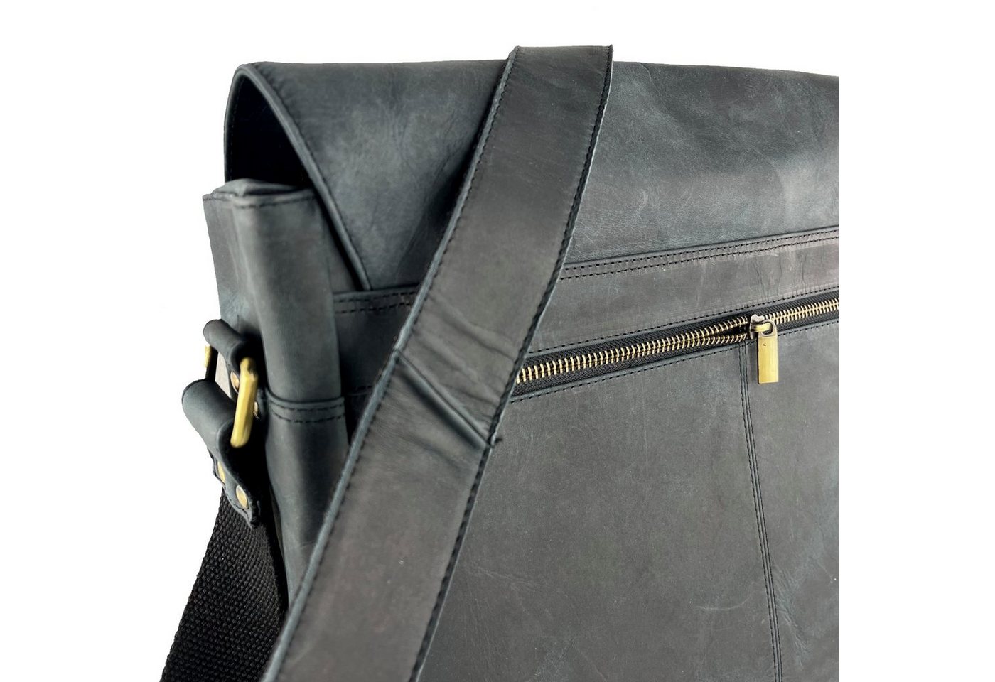 Buffalo Hill Aktentasche >2474< elegante Laptoptasche aus reinem Büffelleder, Organizer, Herren Umhängetasche in grau