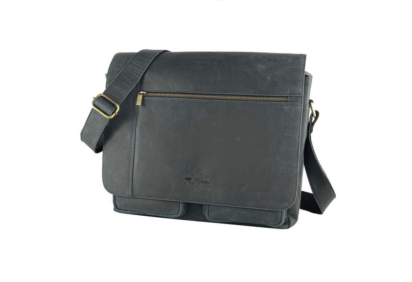Buffalo Hill Aktentasche >2474< elegante Laptoptasche aus reinem Büffelleder, Organizer, Herren Umhängetasche in grau Bild 3