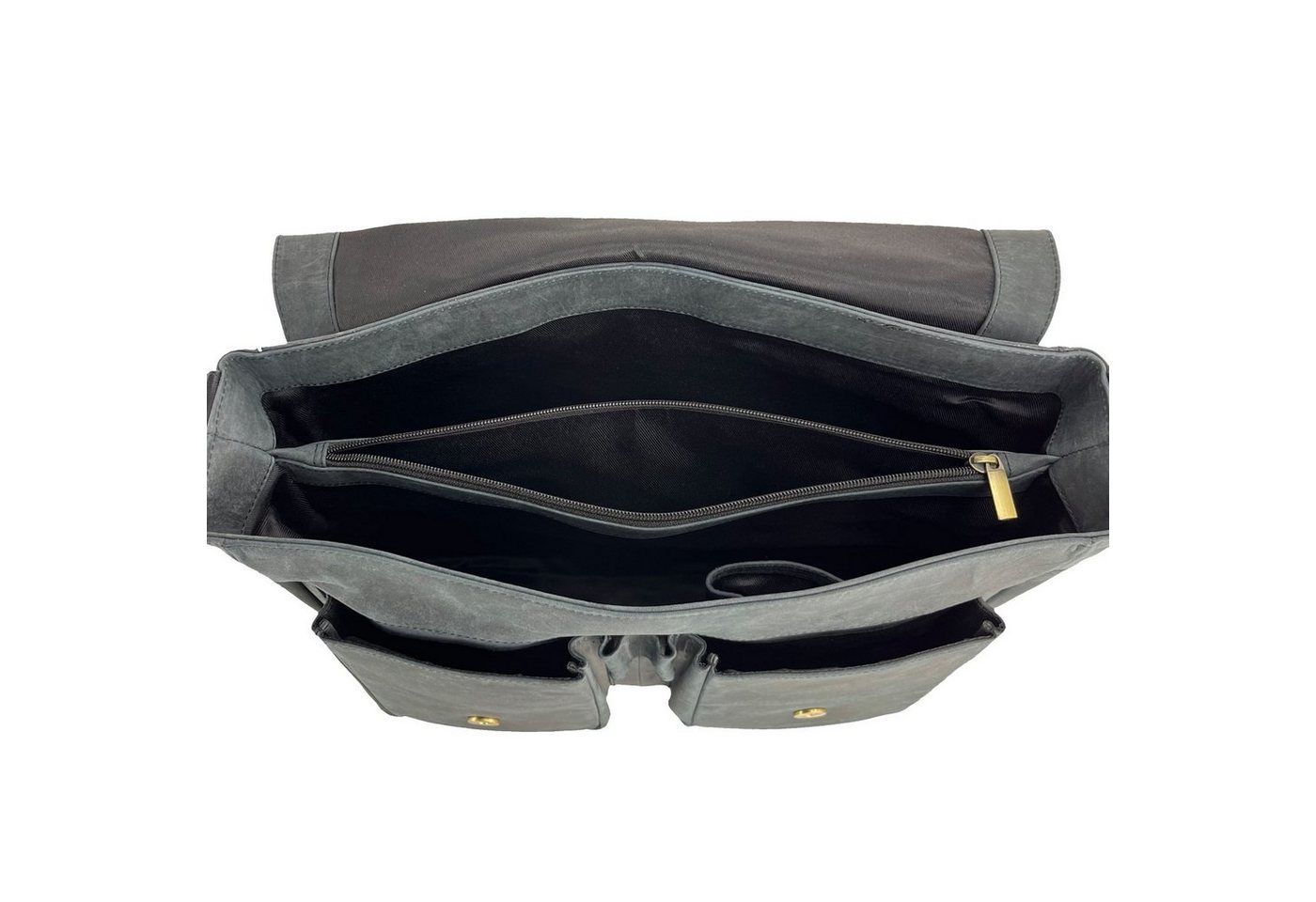 Buffalo Hill Aktentasche >2474< elegante Laptoptasche aus reinem Büffelleder, Organizer, Herren Umhängetasche in grau Bild 4