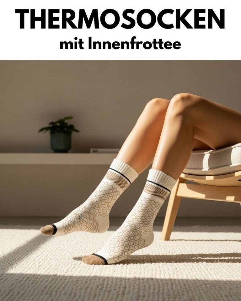 sockenkauf24 Thermosocken Damen warme Wintersocken Vollfrottee (38203, 6-Paar, 35-38) aus Baumwolle mit Komfortbund Bild 3