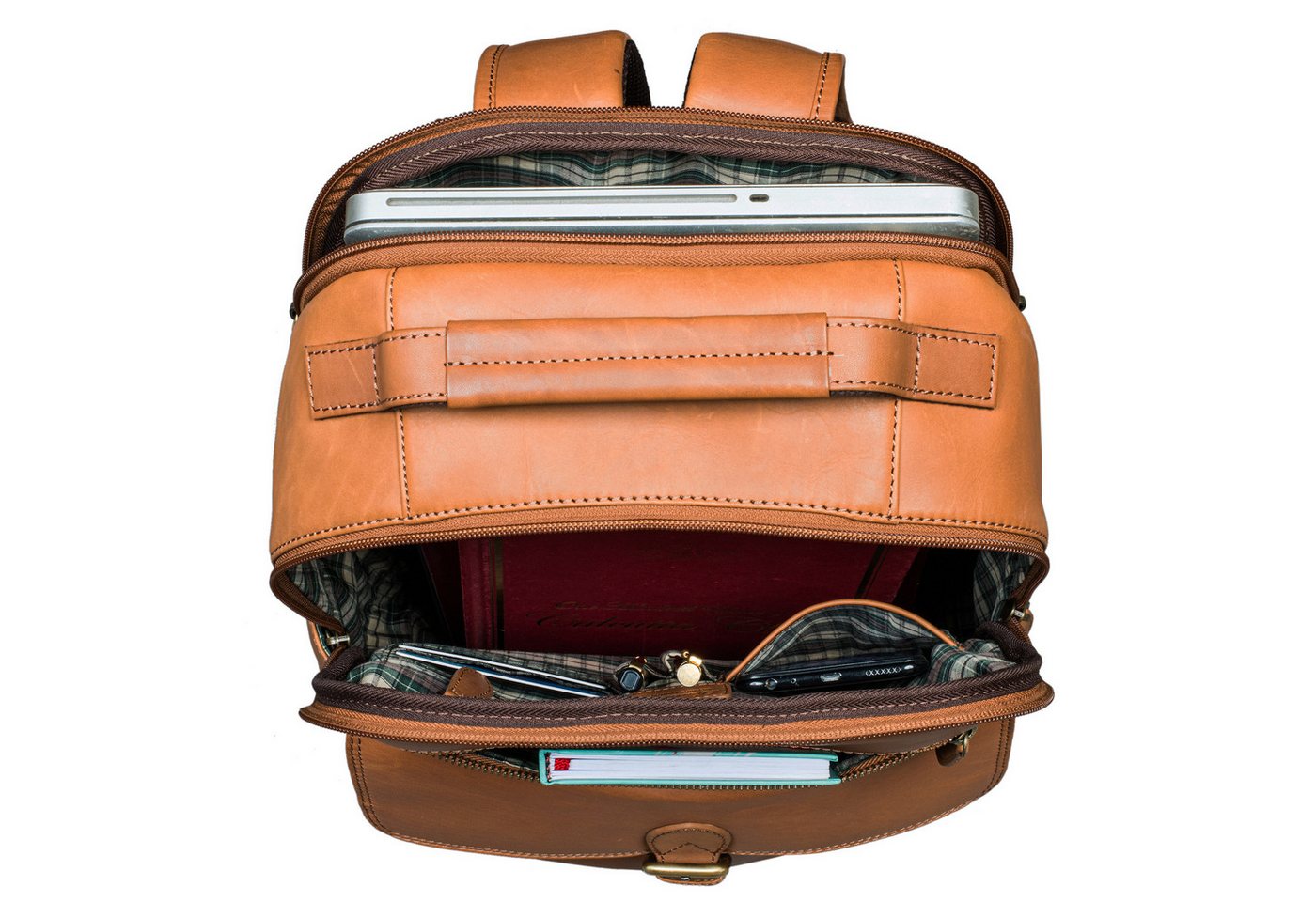 Benthill Rucksack Echt Leder Rucksack Damen Herren Backpack Lederrucksack Reise Bag, Reißverschlussfach