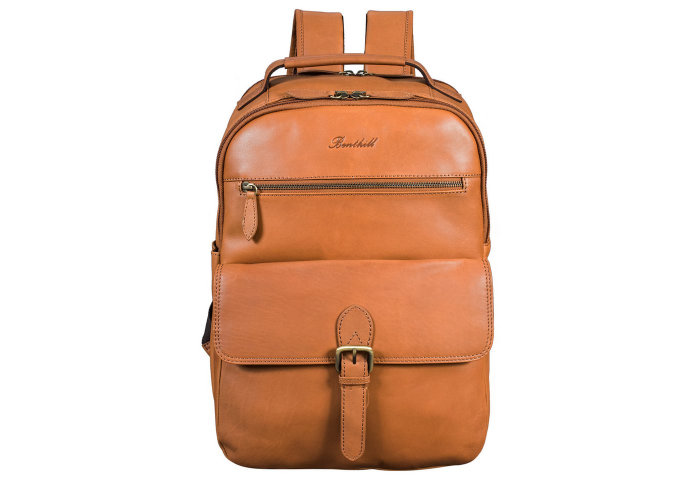 Benthill Rucksack Echt Leder Rucksack Damen Herren Backpack Lederrucksack Reise Bag, Reißverschlussfach Bild 2