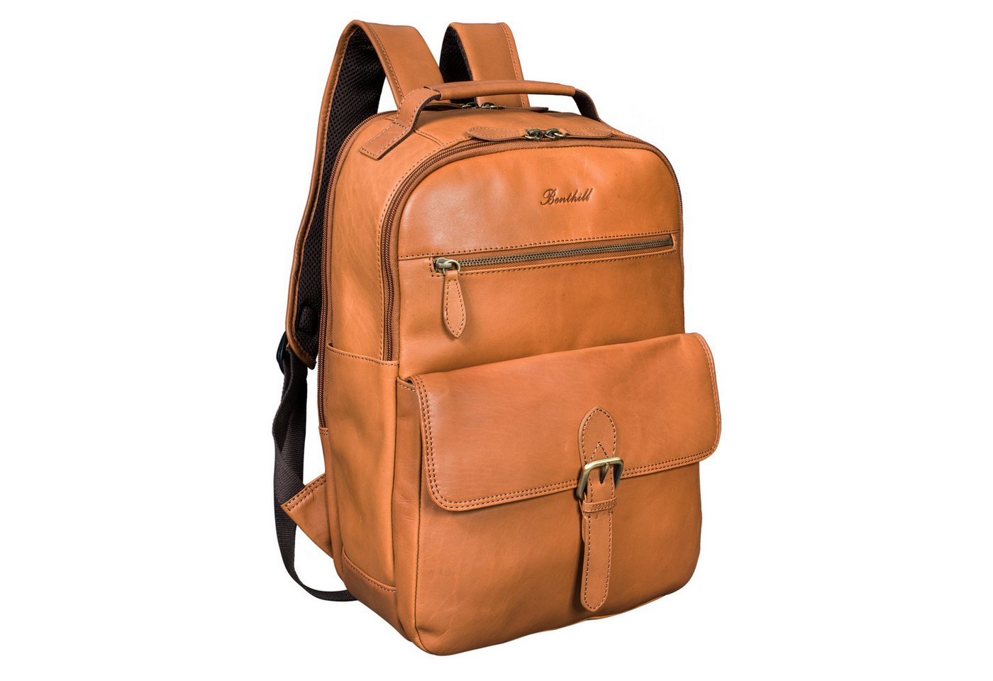 Benthill Rucksack Echt Leder Rucksack Damen Herren Backpack Lederrucksack Reise Bag, Reißverschlussfach Bild 3