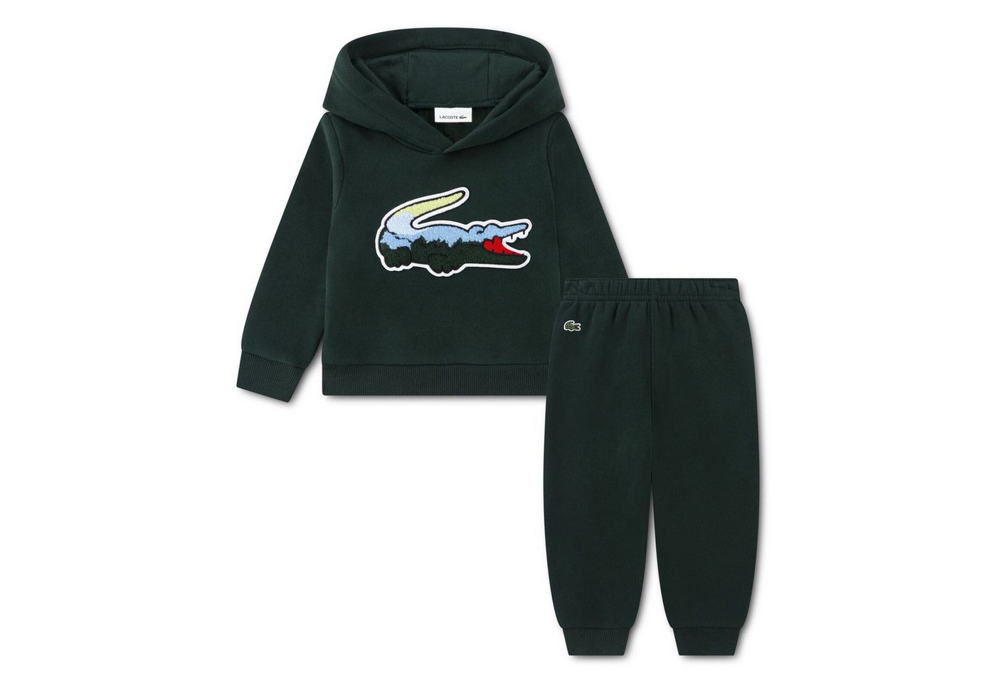 Lacoste Jogginganzug Lacoste Baby Fleece Set Forest Green mit Krokodil grün 2 Teiler Bild 3