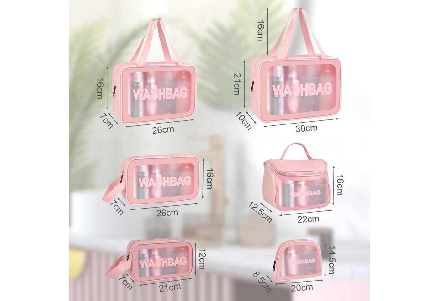 LuxusKollektion Kulturbeutel Transparente Reise Kulturbeutel 6er Set Kosmetiktasche PVC Organizer