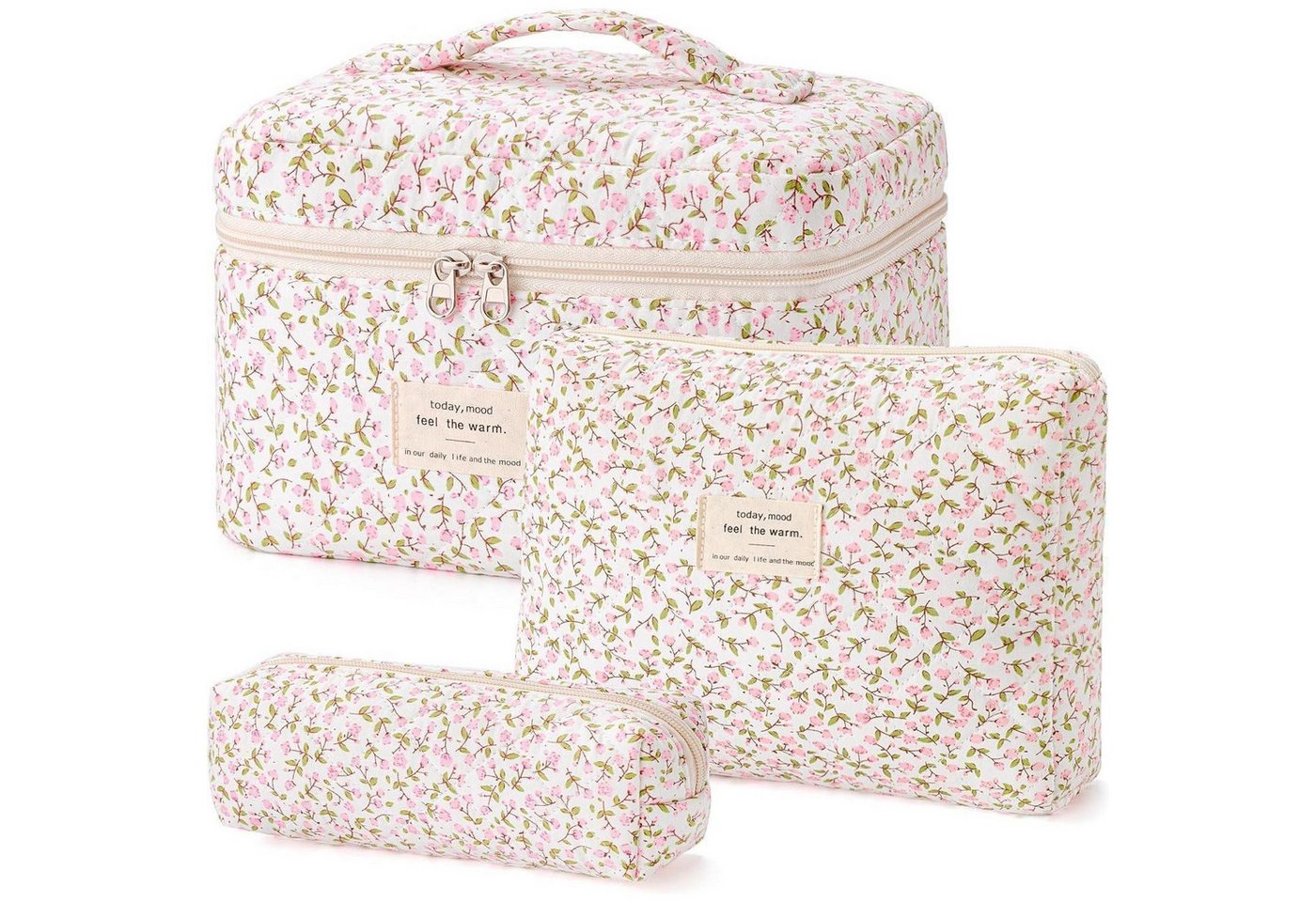 LuxusKollektion Kosmetiktasche Kosmetiktasche Set 3er Damen Blumen Makeup Reise M4 Bild 3