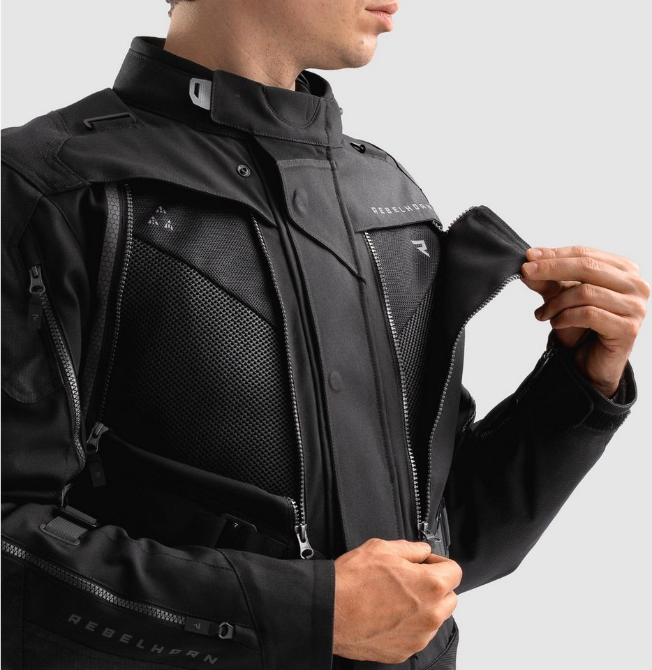 Rebelhorn Motorradjacke Hardy 3.0 wasserdichte Motorrad Textiljacke Rückenprotektor enthalten,Verbindungsreißverschluss,Ellenbogenpro Bild 5