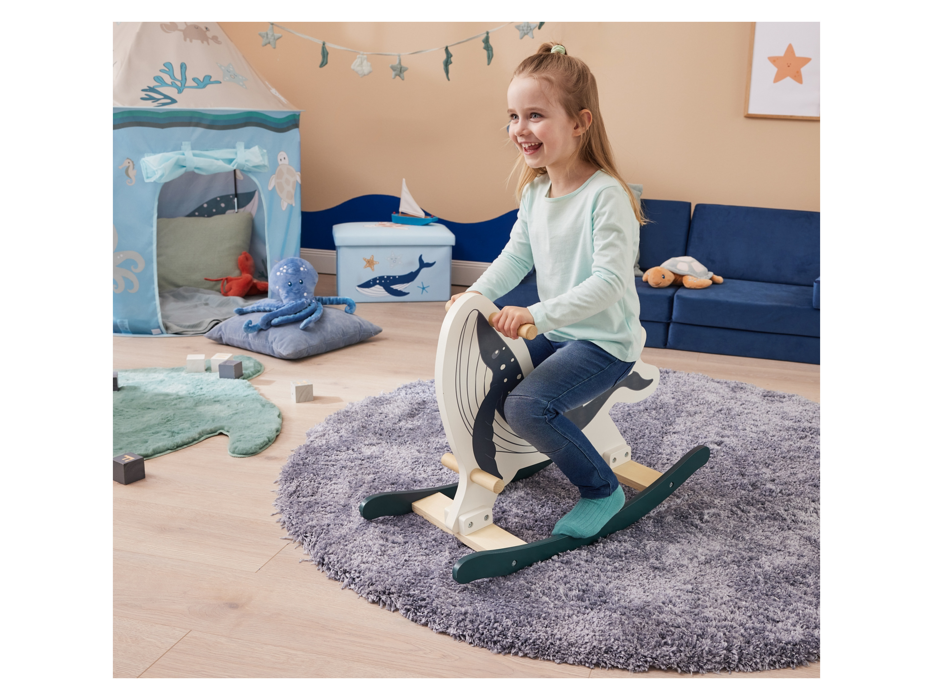 PLAYTIVE Holz Schaukeltier Wal / Laufrad