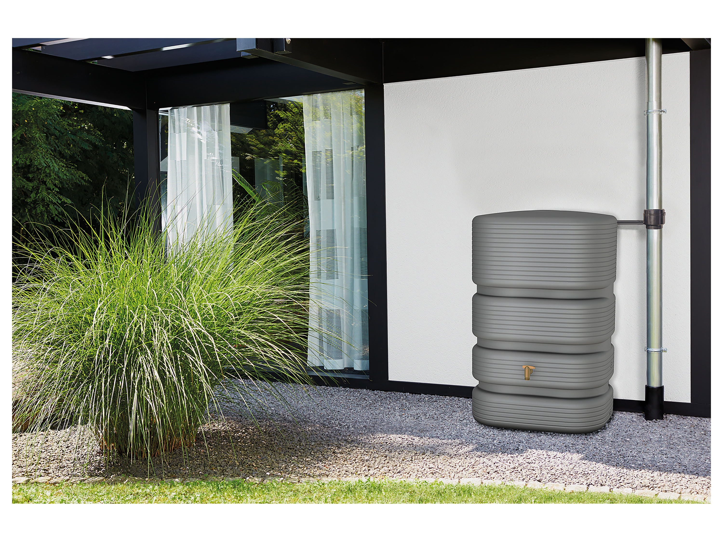 4RAIN QUADRO Wandtank 500 l, betongrau inkl. Aqua-Quick Bild 3