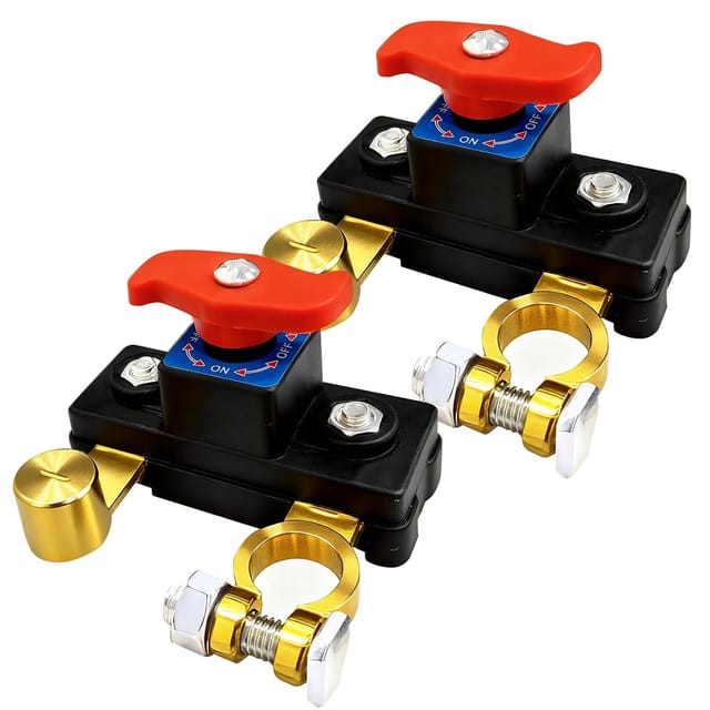 Set aus 2 Autobatterie-Trennschaltern, aus reinem Kupfer, hohe Leitfähigkeit, stabile Übertragung, intelligent, für Boote, Wohnmobile, Pkw und Lkw