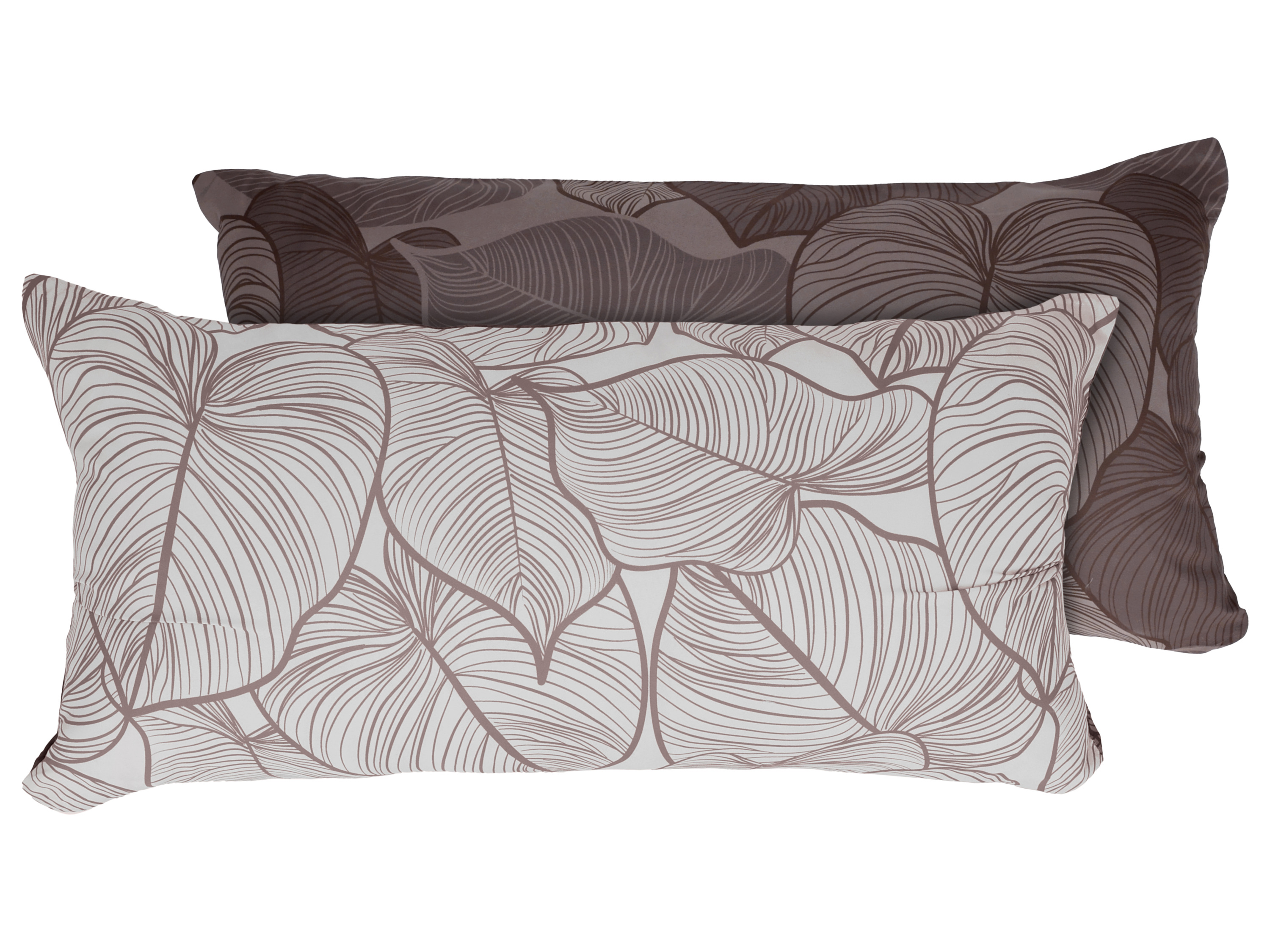 LIVARNO® Mikrofaser-Satin-Kissenbezüge / Mikrofaser-Satin-Wendekissenbezüge, 40 x 80 cm, 2 Stück (Blätter/braun)