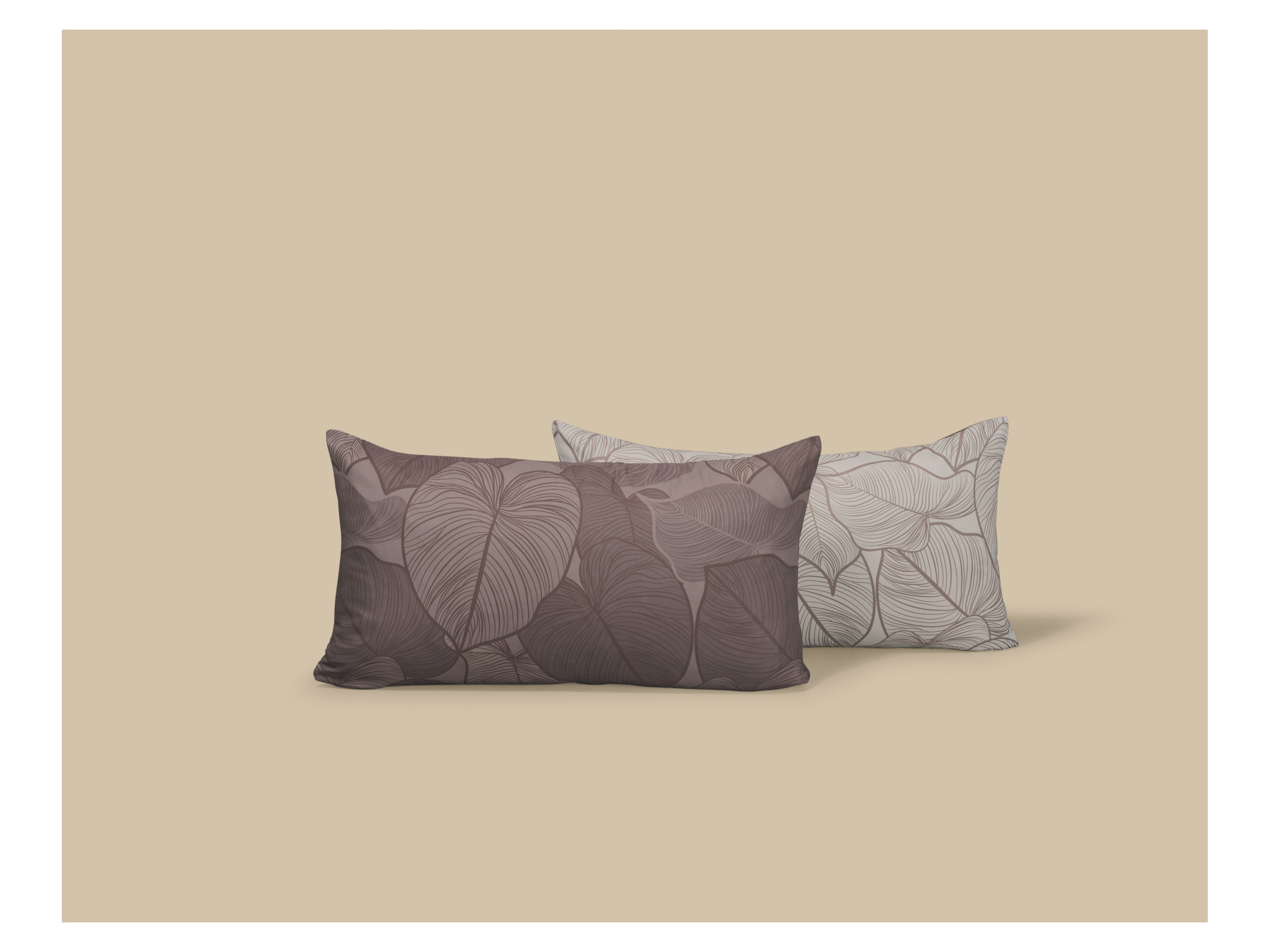 LIVARNO® Mikrofaser-Satin-Kissenbezüge / Mikrofaser-Satin-Wendekissenbezüge, 40 x 80 cm, 2 Stück (Blätter/braun) Bild 2