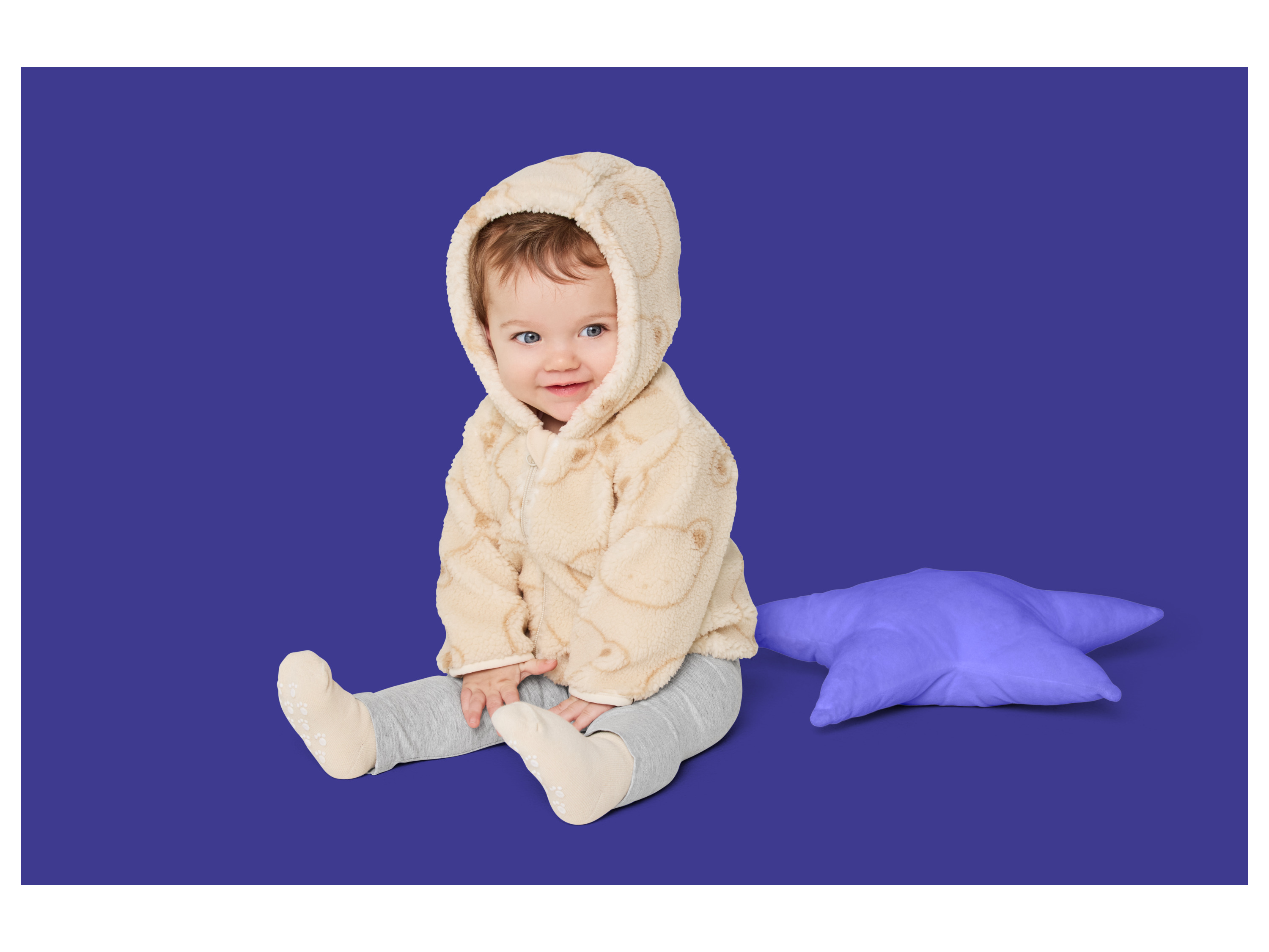 LUPILU® Baby Teddyfell-Jacke (Beige, 74/80)