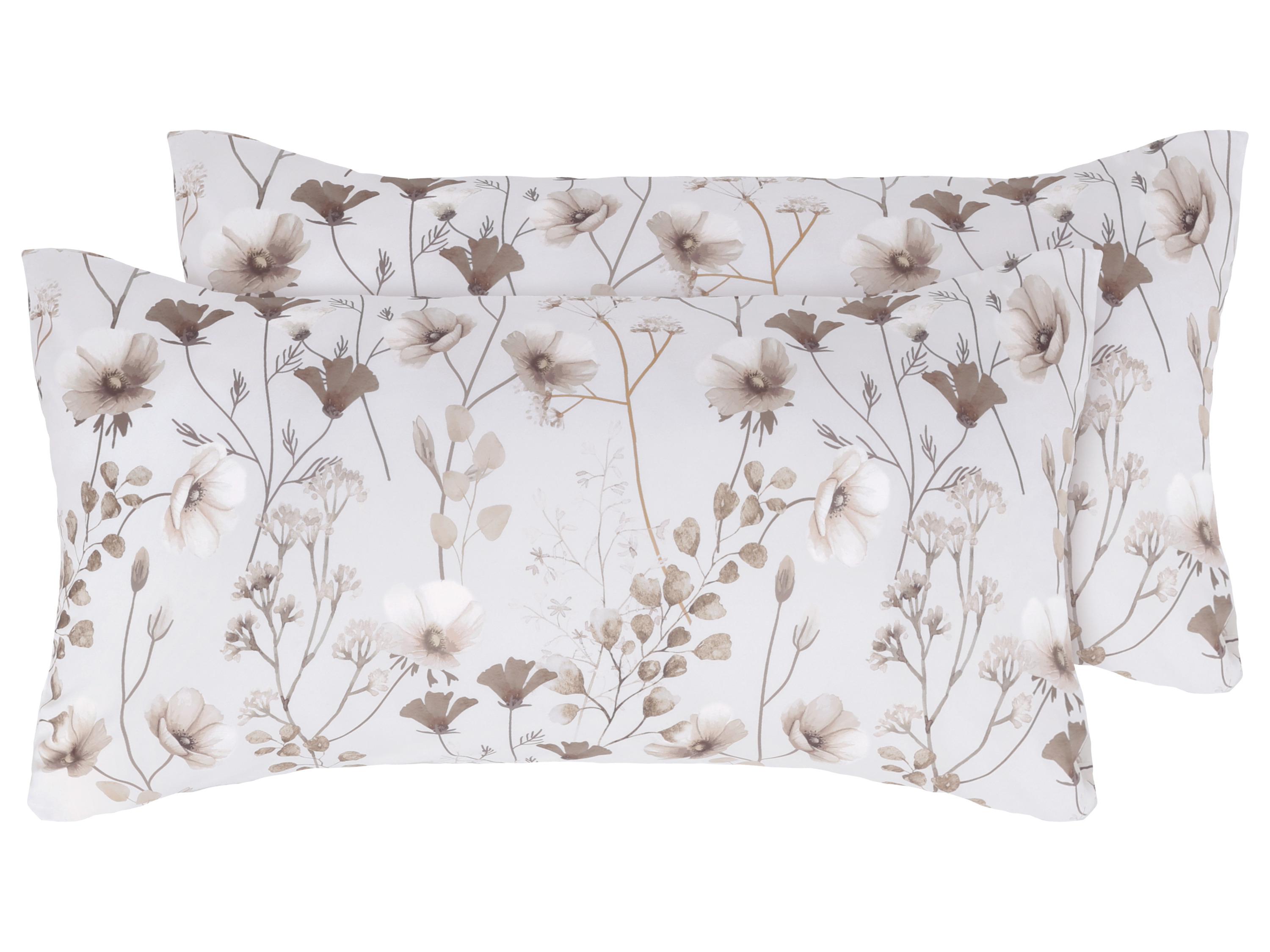 LIVARNO® Mikrofaser-Satin-Kissenbezüge / Mikrofaser-Satin-Wendekissenbezüge, 40 x 80 cm, 2 Stück (Blätter/beige)