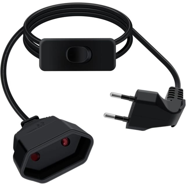 1 Stück Euro-verlängerungskabel Mit Schalter, 2,5 A, 250 V, Für Haushaltsgeräte, Tischlampen, Steckdosen, Fernseher, Computer Usw. (schwarz, 1 M)
