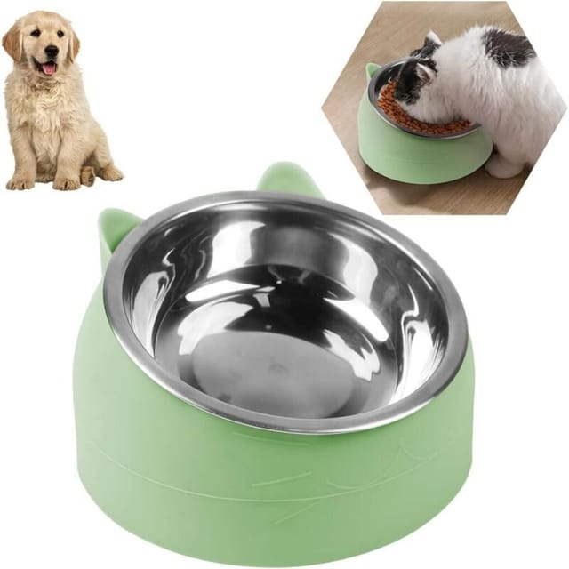 Schräger Katzennapf, Katzennapf Aus Edelstahl, Haustiernapf-set, 15° Geneigter, Erhöhter Ständer, Abnehmbarer Napf Für Katzen Und Hunde, 200 Ml Kleiner Hundenapf