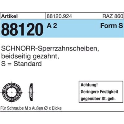 Sperrzahnscheibe R 88120 beidseitig gezahnt S12 x18 x1,1 Federstahl mechanisch verzinkt
