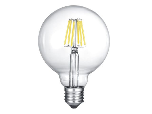 Trio - E27 Filament led - 8 Watt, 806 Lumen, warmweiß, Ø9,5cm - 3 Stufen Dimmer