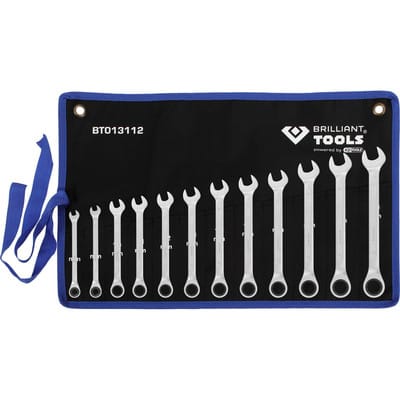 Brilliant Tools - Ringmaulschlüsselsatz mit Ratsche 8-19 mm, 12-teilig