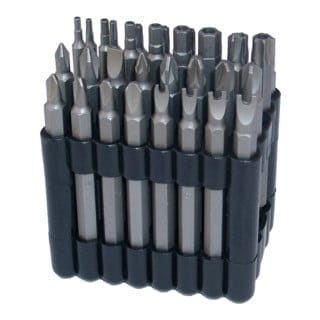 Bgs Technic - Bit-Satz lang Antrieb Außensechskant 6,3 mm (1/4') verschiedene Profile 32-tlg.