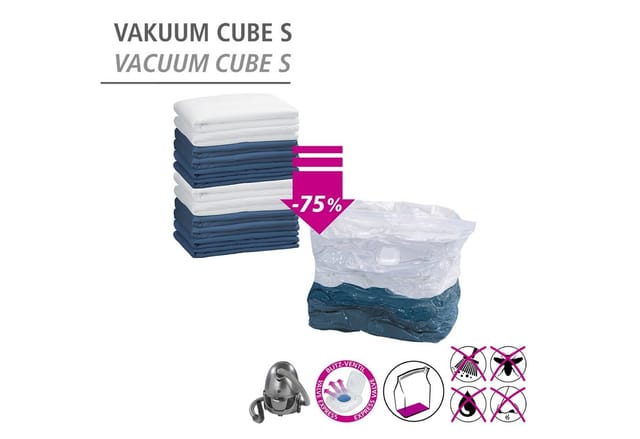 Vakuum Cube Set, 4-teilig, 2 x Cube s und 2 x Cube l, Transparent, Polyethylen transparent, Polyamid transparent, Polypropylen weiß - transparent