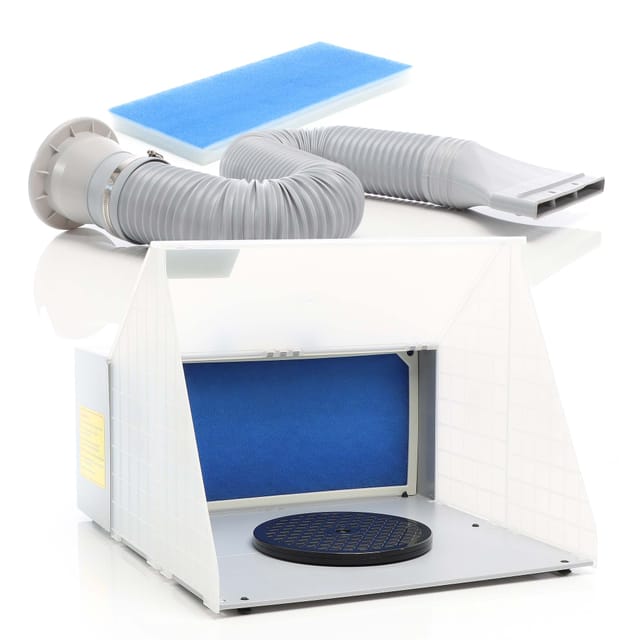 Wiltec - Komplett Set Airbrush Absauganlage 4 M³/min, Nur 52 Db, Zur Absaugung Von Farbe Farbnebel Sprühnebel, Filter Erweiterbar, Mit Abluft Und Ersatzfilter, Lackierkabine Für Airbrush-arbeiten