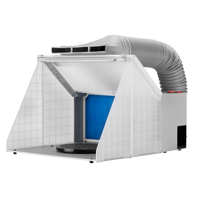 Wiltec - Airbrush Absauganlage 4 m³/min, nur 47 dB, zur Absaugung von Farbe Farbnebel Sprühnebel, Filter erweiterbar, mit led Beleuchtung,