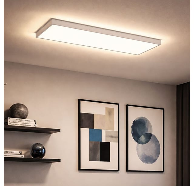 Briloner - led Deckenleuchte weiß Wohnzimmerlampe eckig Deckenpanel mit Hintergrundbeleuchtung, Backlight, 22W 3000Lm warmweiß, LxBxH 58,2x20,2x4,1 cm