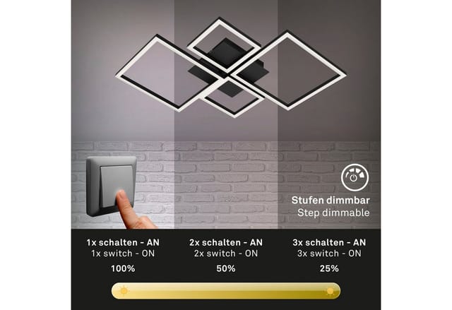Briloner - neuwertig] Led Deckenlampe Deckenlampe Lampe Frame Step Dim 4 Flammig Schwarz534 B-Ware
