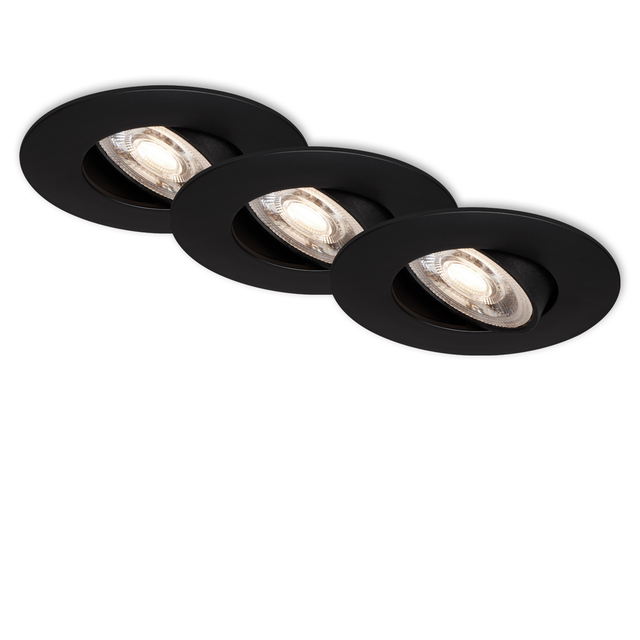 Briloner - Di-Ka led Einbauleuchte Kulana 3er Set schwarz-matt ø 9 cm 4,9 w warmweiß Einbauleuchte