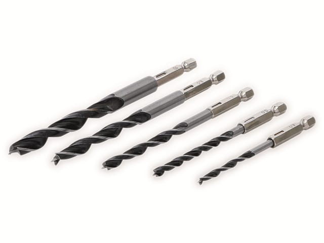 Holzbohrer-Satz 4 - 10 mm Sechskantantrieb 5-tlg.
