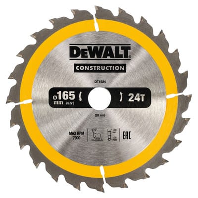 Kreissägeblatt Handkreissäge 165/20 mm 24WZ DT1934-QZ - Dewalt