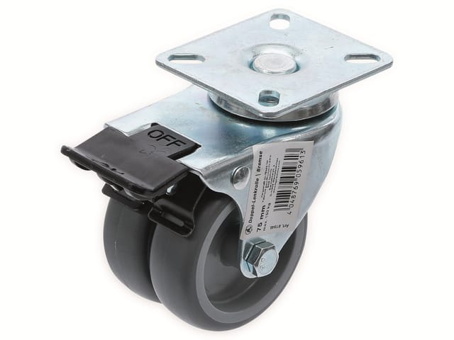 Bgs Technic - Doppel-Lenkrolle mit Bremse ø 75 mm