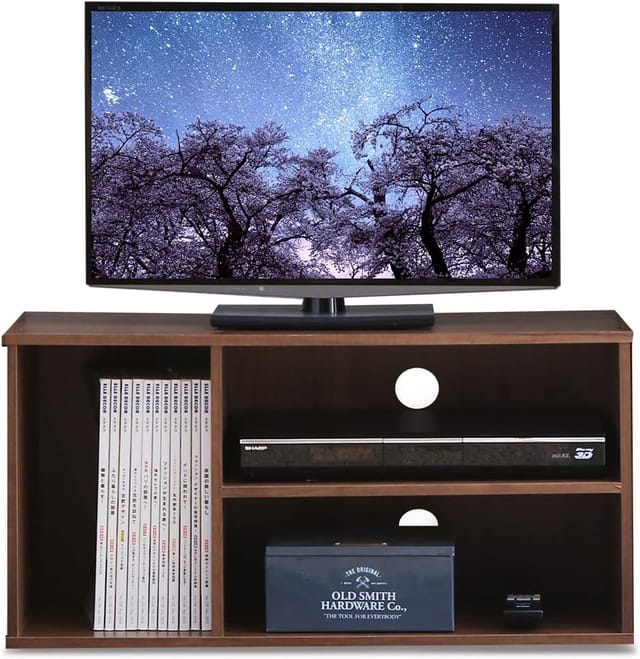 TV-Möbel, TV-Schrank, TV-Bank für Bildschirme bis zu 43 Zoll, Wohnzimmertisch, 3 Regale, Kabelauslass, Modern, Büro, Schlafzimmer, Wohnzimmer