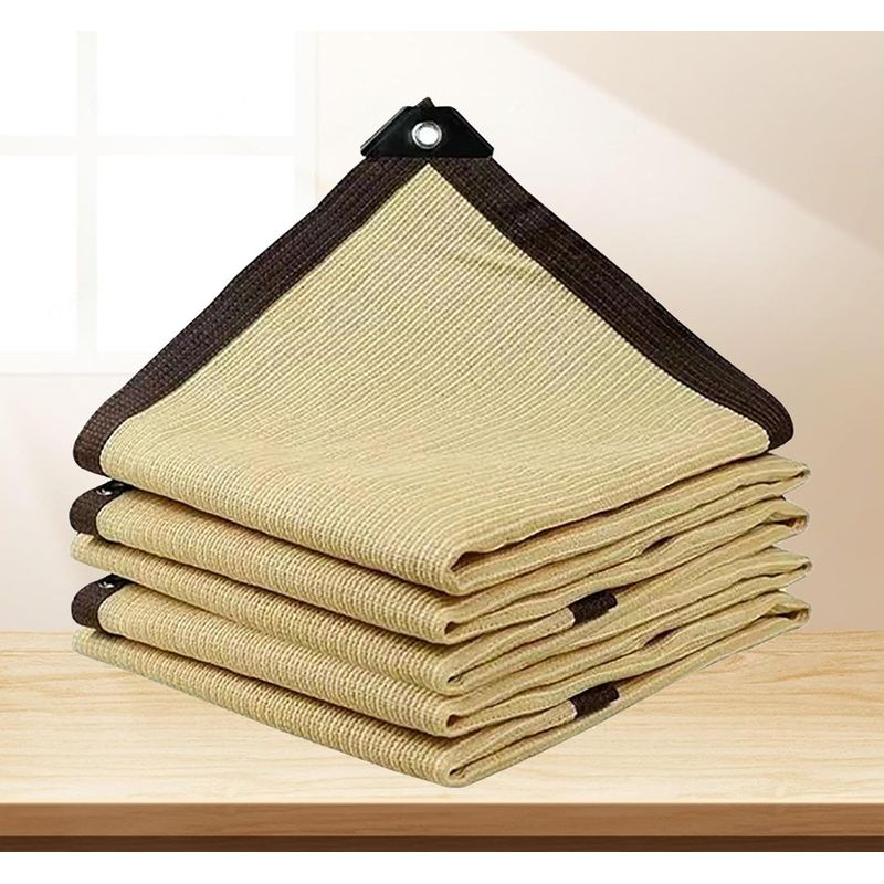 6x4m Hitzeschutznetz, Rechteckiges Sonnensegel, 3x3m Quadratisches Schattierungstuch Mit Ösen, Wärmedämmnetz, Balkon-sichtschutznetz, Beige - 2x6m