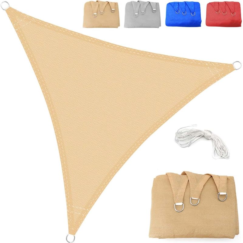 Dreieckiges, Atmungsaktives Sonnensegel (1x1x1m), Hdpe-sonnenschutzgewebe, 95% Uv-schutz, Für Terrasse, Garten, Balkon, Mit Seil, Beige (sondergrößen Erhältlich)