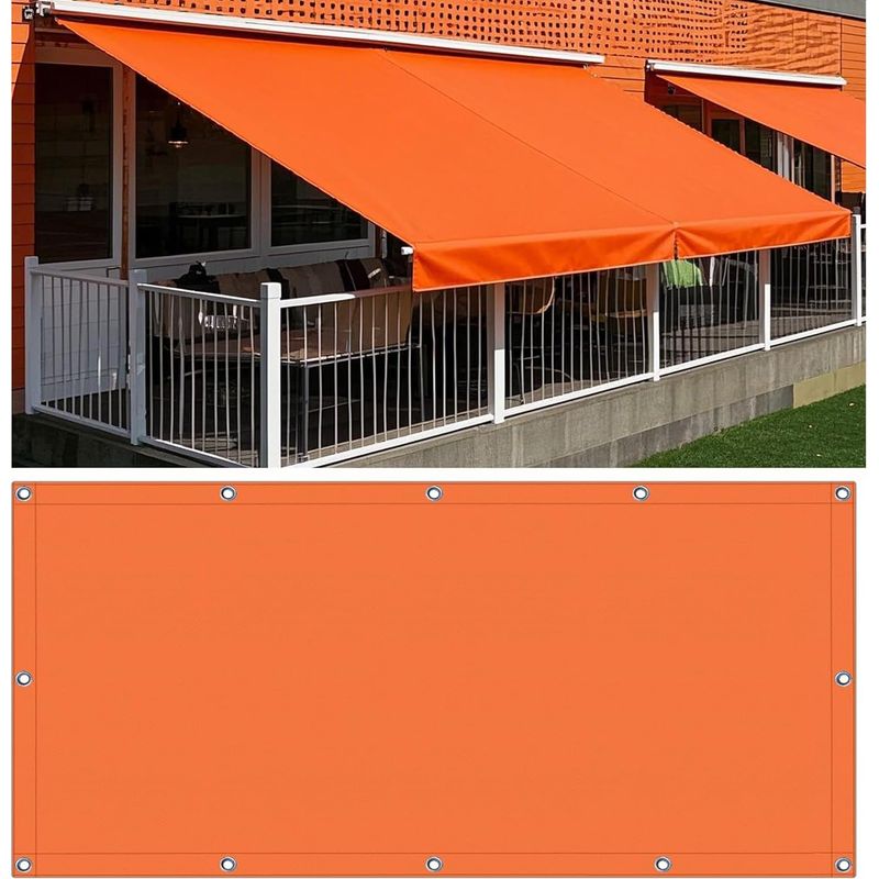 Wasserdichtes Rechteckiges Sonnensegel 1 M X 1 M, Strapazierfähiges Pes-sonnenschutzgewebe Mit Uv-schutz Für Terrasse, Garten, Balkon, Patio - Orange Mit Ösen Und Kordeln