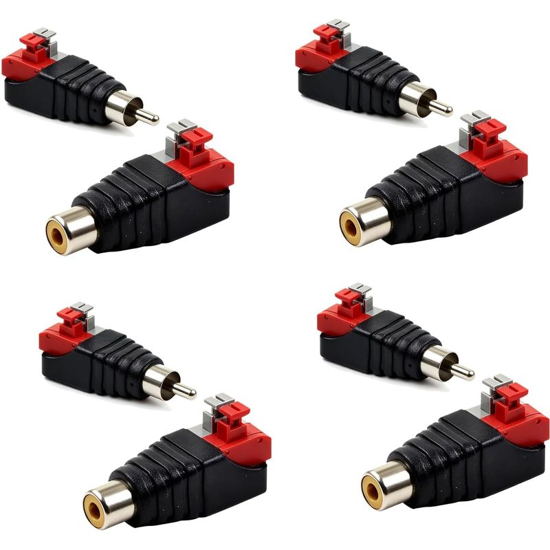 4-teiliger Rca-auf-lautsprecher-adapter Und 4 Rca-subwoofer-stecker Für Phono Und Cctv, Stecker- Und Buchsenadapter Auf Schraubklemmen, Lötfreier Stecker Für Av-kabel Und Überwachungssysteme