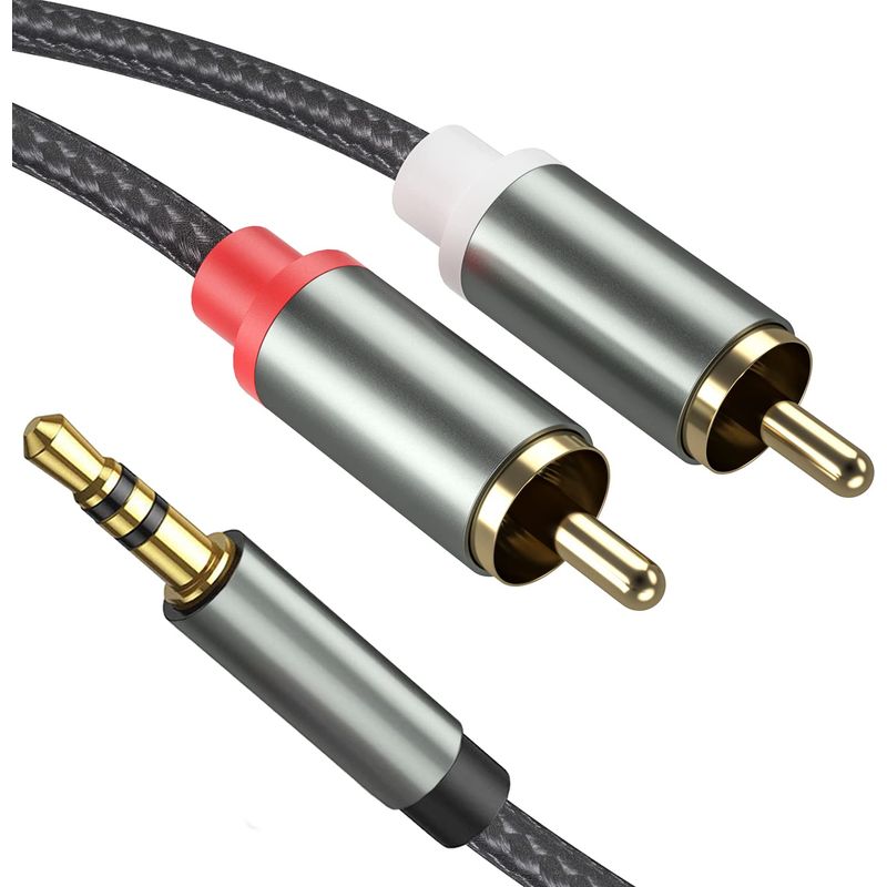 Rca-stereo-audiokabel Mit 3,5-mm-klinkenstecker (3,5 Mm Auf 2 Rca-stecker), Geflochtenes Nylonkabel, Kompatibel Mit Tv, Pc, Smartphone, Verstärker, Hifi-system, Soundbar, Heimkino, Autoradio Und Lauts