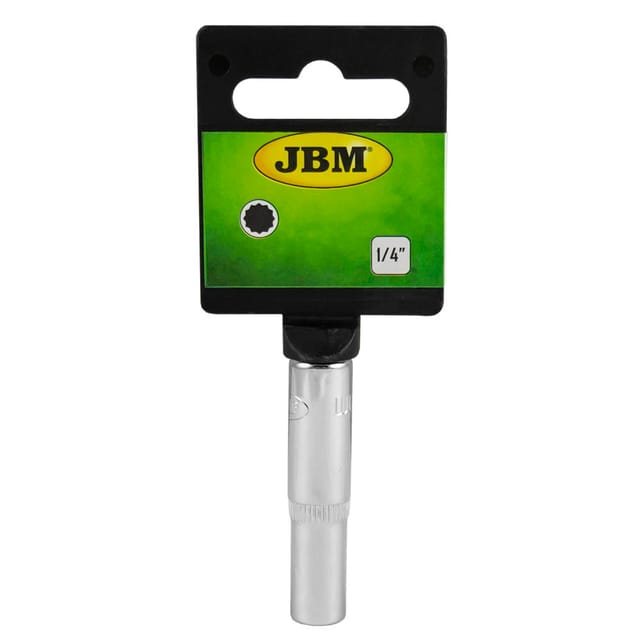 JBM - 1/4' Steckschlüssel mit 12 Kanten von 12mm. 50mm lang. Chrom 13592