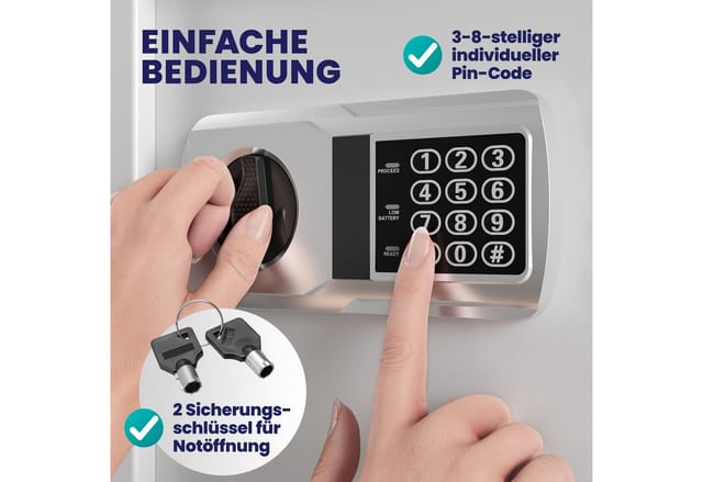No Brand - deuba® Tresor Dokumentengröße 35x40x40cm Elektronik-Zahlenschloss 4 Batterien Tresor Safe Hotelsafe Büro Hotel Schmuck Sicherheitscode