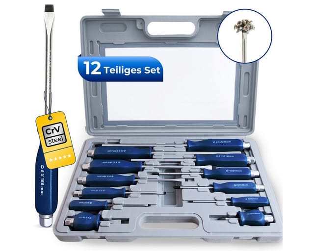No Brand - Monzana Schraubendreher Set 12 tlg inklusive Koffer Chrom-Vanadium-Stahl - Werkzeugset Kreuz Schlitz Schraubenzieher Satz