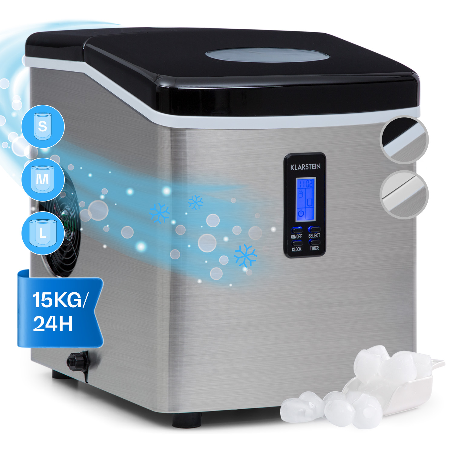 Klarstein - Mr. Black-frost Eismaschine 150w Edelstahl Schwarz 15kg