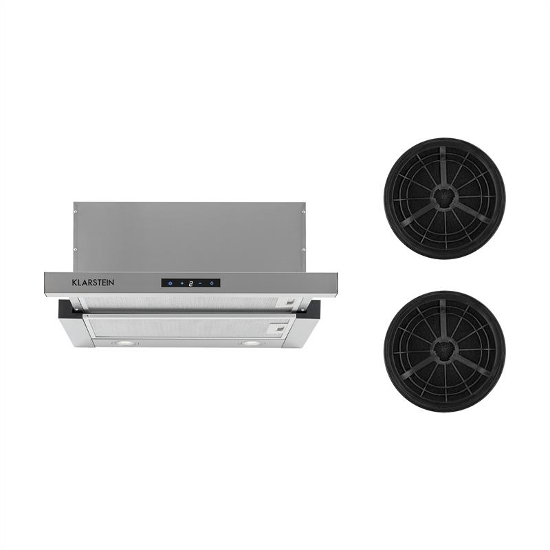 Klarstein - Vinea Dunstabzugshaube Umluftset 60cm 610m³/h Aktivkohlefilter Silber